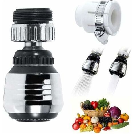 Brise Jet Robinet,Embout Robinet Orientable 360°,Accessoire de Robinet pour Embout Robinet Cuisine,Jet Ventilé Et Jet de Douche,Deux Modes d'Eau (1/5)