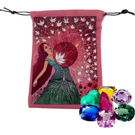 Tarotkartenbeutel Bedruckte Geschenkbeutel mit Kordelzug (Vorderseite Rückseite) Kleiner Aufbewahrungsbeutel für Tarotkarten, Stoffbeutel mit Kordelzug für Tarot-Begeisterte und Berater (1/5)