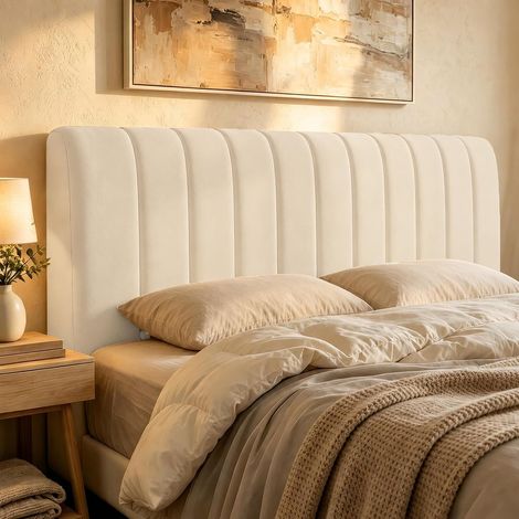 Housse de tête de lit en velours, housse matelassée épaisse avec rembourrage doux, extensible et résistante à la poussière, lavable et facile à fixer, pour différents types de lits dans la