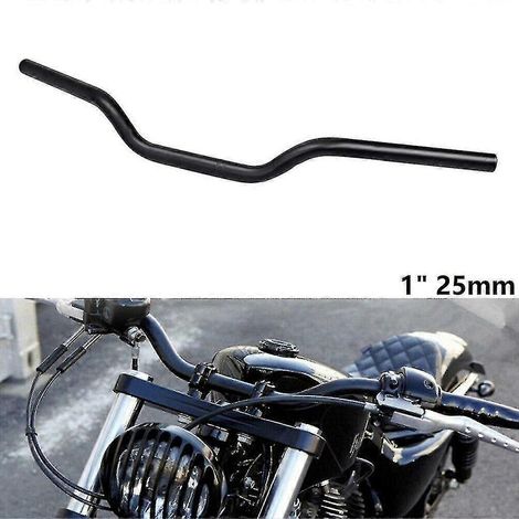 Guidon de moto Tracker Drag Bars 1 pouce (25 mm) pour Sportster XL 883 1200, noir mat (1/4)