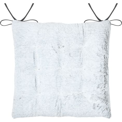 Galette de chaise imitation fourrure Gris Perle 40x40 cm (1/3)