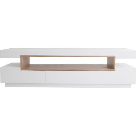 Mobile TV design bianco e legno L200 cm LIVO