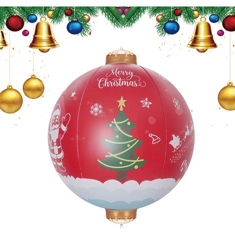 Ornements De Boule De Noël - Grandes Boules De Noël Gonflables en PVC Rouge Décoration Résistante aux Intempéries pour Porte Arbre Patio Fenêtre Jardin,Ornements pour Arbre de (1/5)