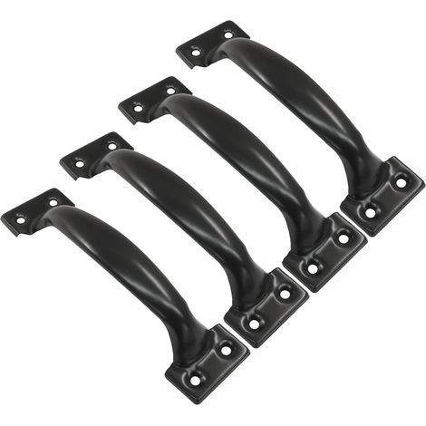 Juego de 4 tiradores de puerta de granero vintage para armarios de cocina, distancia entre agujeros: 101 mm, hierro negro (1/5)
