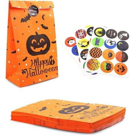 Bolsas de papel para Halloween, bolsas para dulces, juego de bolsas de regalo, 36 bolsas de papel kraft, bolsas de papel para cumpleaños infantiles, fiestas de boda, envoltura de regalos (1/4)