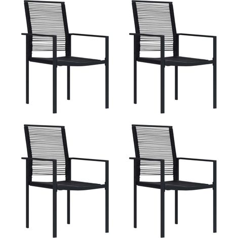 Gartenstühle 4 Stk. PVC Rattan Schwarz