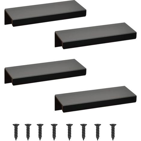 Poignées de meubles invisibles (ensemble de 4 pièces) – Poignées en aluminium pour tiroirs et armoires (noires, 8 cm de long) (1/5)