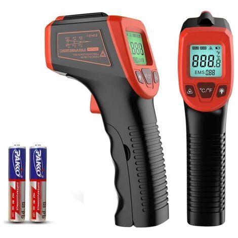 Thermomètre infrarouge sans contact - Pistolet de température laser numérique - Écran couleur de -50 °C à 600 °C avec écran LCD - Pour cuisiner/griller/congélateur/four à pizza (mise à niveau rouge) (1/5)