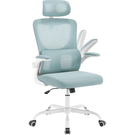 WOLTU Sedia da Ufficio - Poltrona Ergonomica con Supporto Lombare, Schienale Reclinabile e Altezza Regolabile, Blu