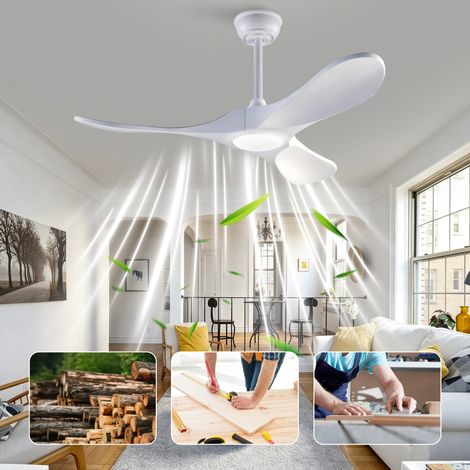 Ventilador de techo con luz 107 cm de madera blanca, silencioso para dormitorio - CHICFURN (1/5)