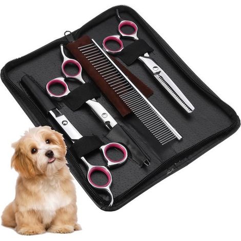 TEMPSA Kit 4Pcs Ciseaux pour toilettage chien beauté en acier inoxydable-Ywey (1/4)
