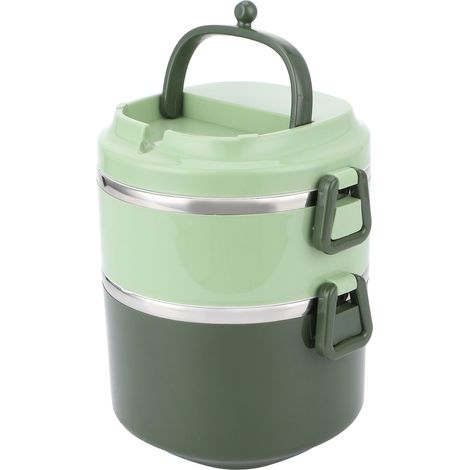 Isolierte Edelstahl-Lunchbox, doppelwandige Bento-Box 1,7 l, tragbarer Lebensmittelbehälter mit Besteck, Mittagessen für unterwegs. (1/5)