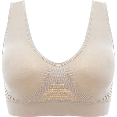 Soutien-gorge push-up sans armatures, antichoc et respirant, couleur chair, grande taille (XXL) pour femme. (1/5)