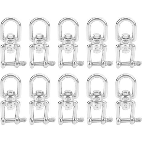 Crochet pivotant à Double extrémité en acier inoxydable, 10 pièces, accessoires de gréement de manille M5 (1/5)