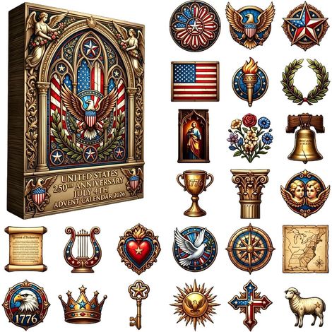 Patriotischer Adventskalender zum 250. Jahrestag mit flachen Figuren  Countdown-Kalender zum Unabhängigkeitstag für Familien, Sammler, Partys, Büros, Schlafzimmer, Umweltfreundliches (1/5)