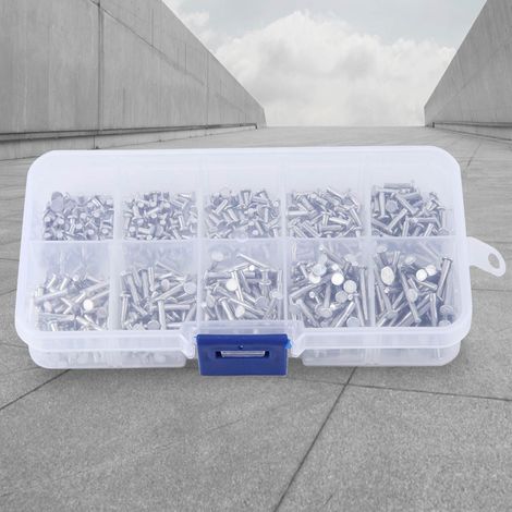 Flachkopfnieten aus massivem Aluminium, M2, in einer Schachtel (1/5)