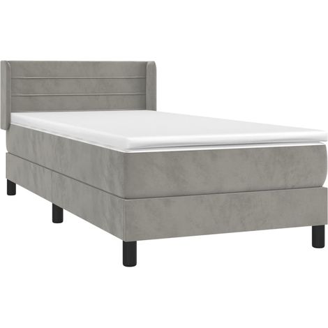 Giroletto a Molle con Materasso Grigio Chiaro 100x200cm Velluto vidaXL (1/4)