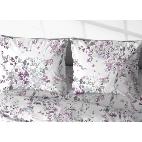 Coppia Federe Cuscino Letto 100% Cotone Disegno Acquarello Bottoni Laterali (1/4)