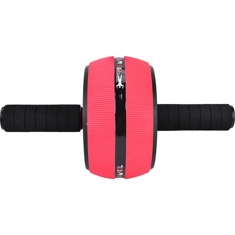 Roue d'entraînement abdominal pour fitness à domicile - Rouleau gym avec tapis d'exercice (rouge et noir) (1/5)