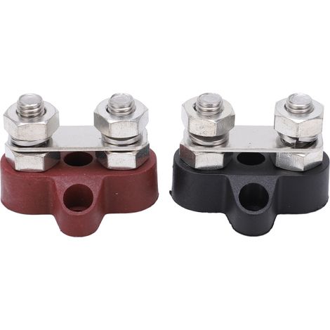 2x bornier de distribution électrique DC48V M8 rouge noir 80A tige filetée M8 borne de jonction pour véhicules (1/5)