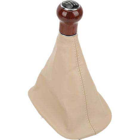 aqxreight Pommeau de Levier de Vitesse de Voiture, de Bois de Pêche avec Couvercle Anti-poussière, Cuir PU Anti-Corrosion pour Accessoire Automobile (6ème vitesse). (1/5)