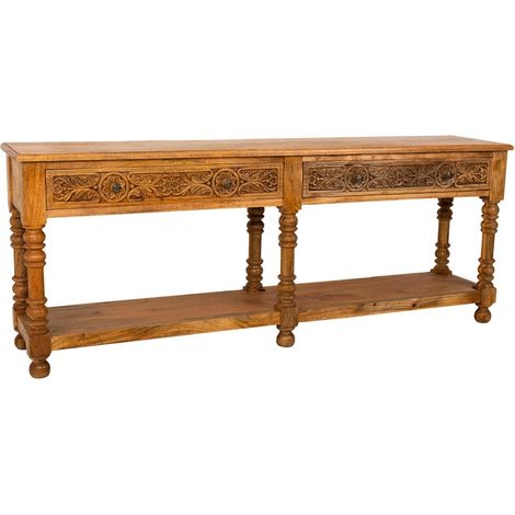 Mesa consola de madera acabada a mano 206x43x80h cm (1/5)