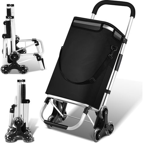 Wolketon Carrello della spesa pieghevole a 6 ruote Carrello portatile pieghevole in alluminio con montascale per carichi pesanti 40 litri (1/5)