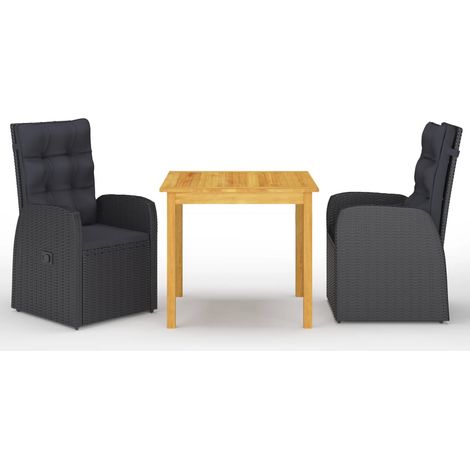 Ensemble à manger de jardin 3 pcs-Salon de jardin Noir 741128 (1/5)