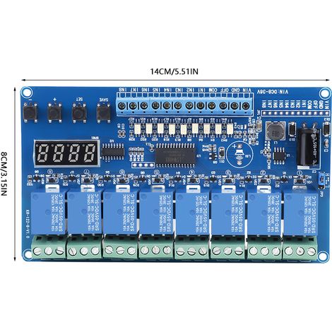 8-36V 8-Kanal Multifunktions-Zeitverzögerungs-Schnittstellenplatinenmodul Optokoppler LED (1/5)