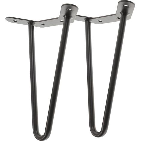 Lot de 2 Pieds de Table en Fer Noir 20cm Résistants la Rouille pour Remplacement de Meubles, Jambes en Épingle à Cheveux au Design Lisse pour Tables et Bureaux (1/5)