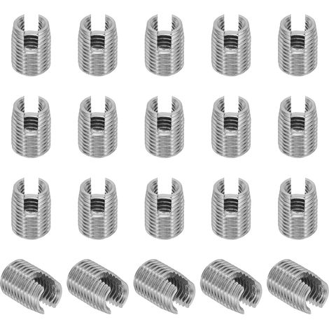 Insert Fileté Auto-Taraudeurs, 20 Pcs M6 x M9 x 12mm Acier Inoxydable 303 Filetage Adaptateur Réducteur Vis à Fente Inserts de Réparation Écrous Manchon (1/5)