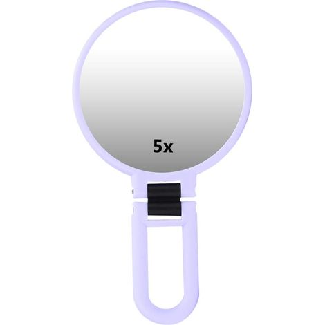 Miroir grossissant pliable x5, miroir de maquillage portable de voyage avec miroir cosmétique réglable (violet) (1/5)