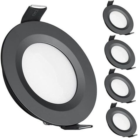 4 x Spot LED Encastrable 12V Trou 58-65mm 3W 3200K Plafonnier Encastré pour Camping-car Bateau Caravane Van Yacht, Blanc chaud (Noir)