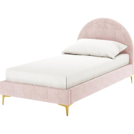 Lit enfant 90x190 cm tissu rose sommier inclus BOUDOIR (1/5)