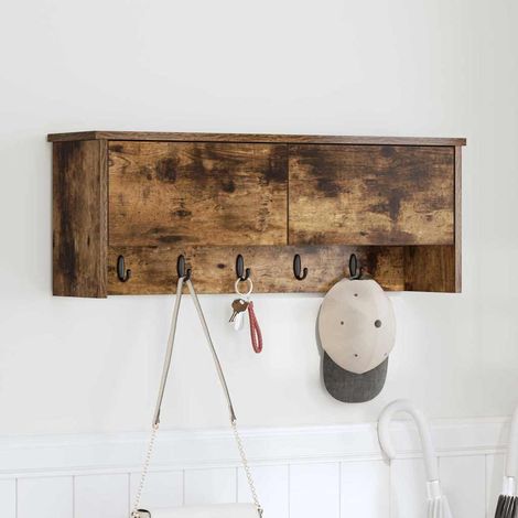 Perchero de pared con estante Roble ahumado 80 x 20 x 30 cm