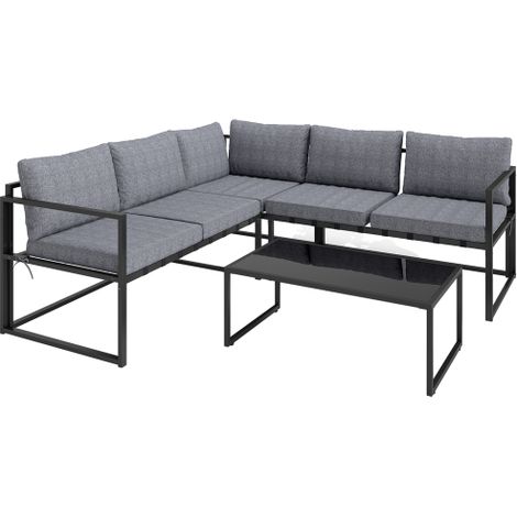 Outsunny Three-Piece L Shaped Garden Furniture Set with Cushions - Versatile three-piece set