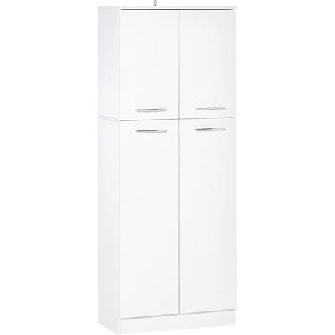 Armadio Multiuso a 4 Ante con Mensole Regolabili in MDF, 59x31x155cm, Bianco