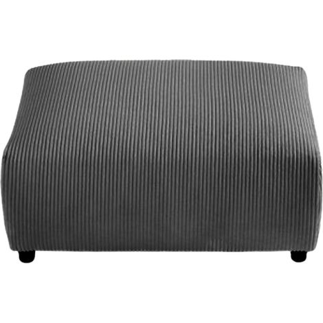ENA - Pouf en velours côtelé Gris foncé 88x88x37 (1/5)