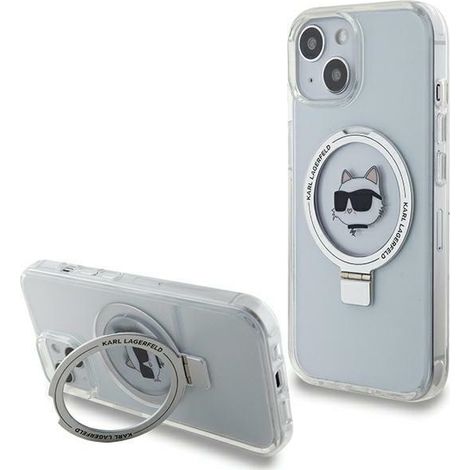 Karl Lagerfeld KLHMP15MHMRSCHH iPhone 15 Plus / 14 Plus 6.7 blanco/blanco estuche rígido Soporte de anillo Choupette Head MagSafe (1/5)