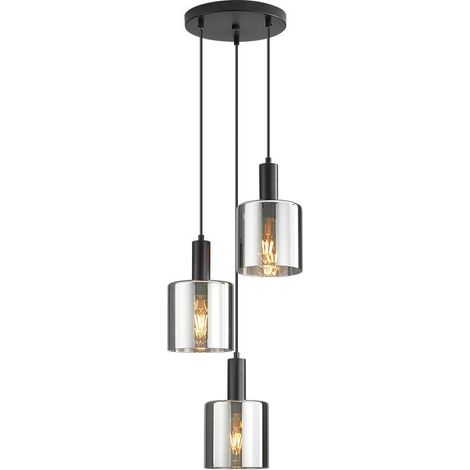 Suspension décorative 3xE27 23W IP20 – Verre fumé (1/4)