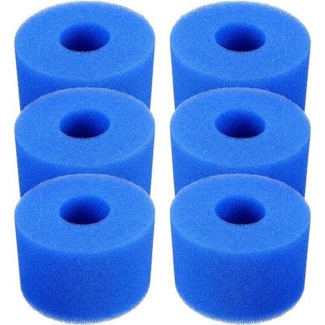 AGE Packung mit 6 wiederverwendbaren und waschbaren Schaumstoff-Poolfilterkartuschen für Whirlpools Typ S1 (blau) (1/5)