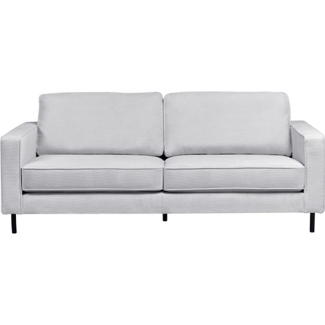 Sofá moderno minimalista de tela 3 plazas cojines patas de metal gris claro Savalen
