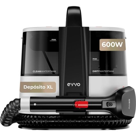 Limpiatapicerías EVVO AM65, 600W, Depósito 1.5L, Accesorios XXL y Ventanas, Doble Depósito