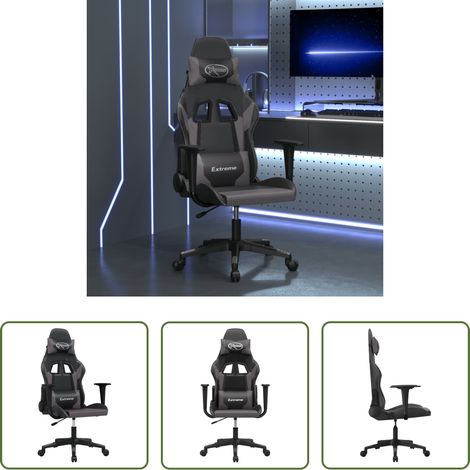 vidaXL Gamingstuhl mit Massage - Gaming-Stuhl mit Massagefunktion Schwarz und Grau Kunstleder (1/5)