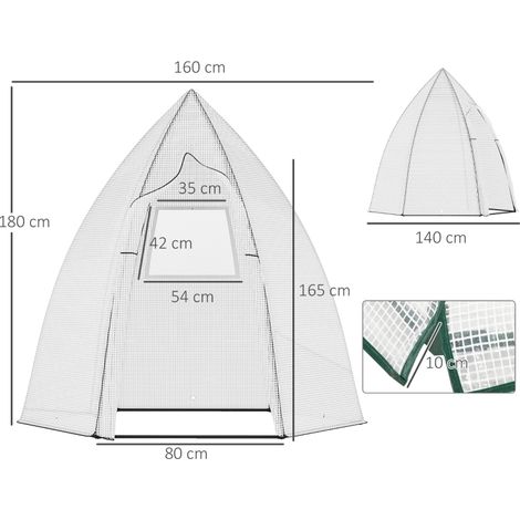 Mini-serre : tente d'hiver pour plantes avec porte roulante, pour jardin/balcon, protection hivernale, blanche (160 x 140 x 180 cm) (1/5)