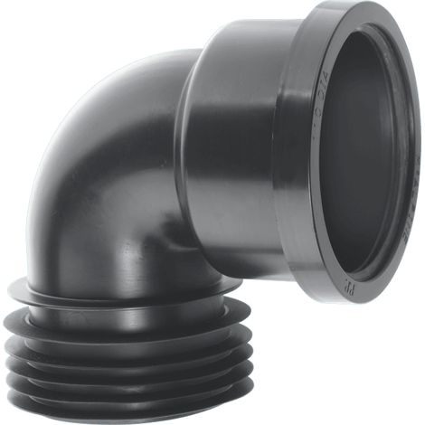 McAlpine DC90-BL Black 4"/110mm 90 degree Drain Connector with Boss (1/4)