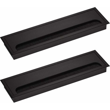 Couvercle Passe Câbles Fil Rectangulaire 80x 280mm pour Encastrer sur Table de Bureau Organisateur de Cables pour Meuble Aluminium Noir Anodisé Passage de Câble Cache-Câble Lot de 2 (1/5)