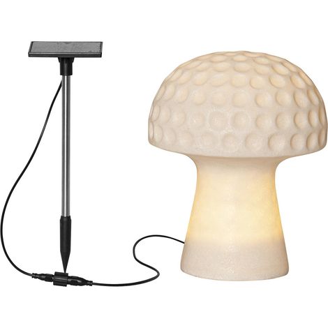 Star Trading Décoration solaire Sandy, grès, décoration, lampe, champignon, blanc, capteur crépusculaire, extérieur, blanc chaud, 24 cm