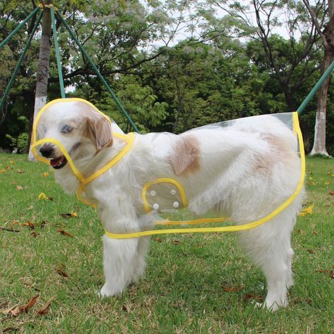 Veste de pluie pour chien – Manteau imperméable en tissu PVC 3 couches – Capuche réglable – Pour petits et moyens chiens