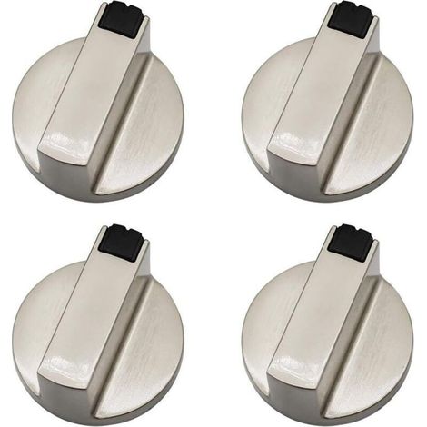 Lot de 4 boutons de commande en métal – Alliage de zinc résistant aux rayures – Diamètre de l'arbre 6 mm – Pour cuisinières à gaz et fours (1/5)